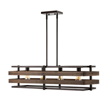 Horizon 34" Rustic Farmhouse Iron Linear LED Pendant - JONATHAN Y